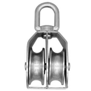 DIE CASTING DOUBLE PULLEY WITH SWIVEL, ZINC ALLOY, ZINC PLATED OR NICKEL PLATED